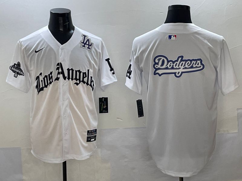 Men Los Angeles Dodgers Blank White Five generations Joint Name 2025 Nike MLB Jersey style 59->los angeles dodgers->MLB Jersey